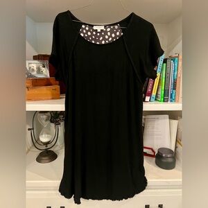 Umgee shirt dress black with black and white dots | M